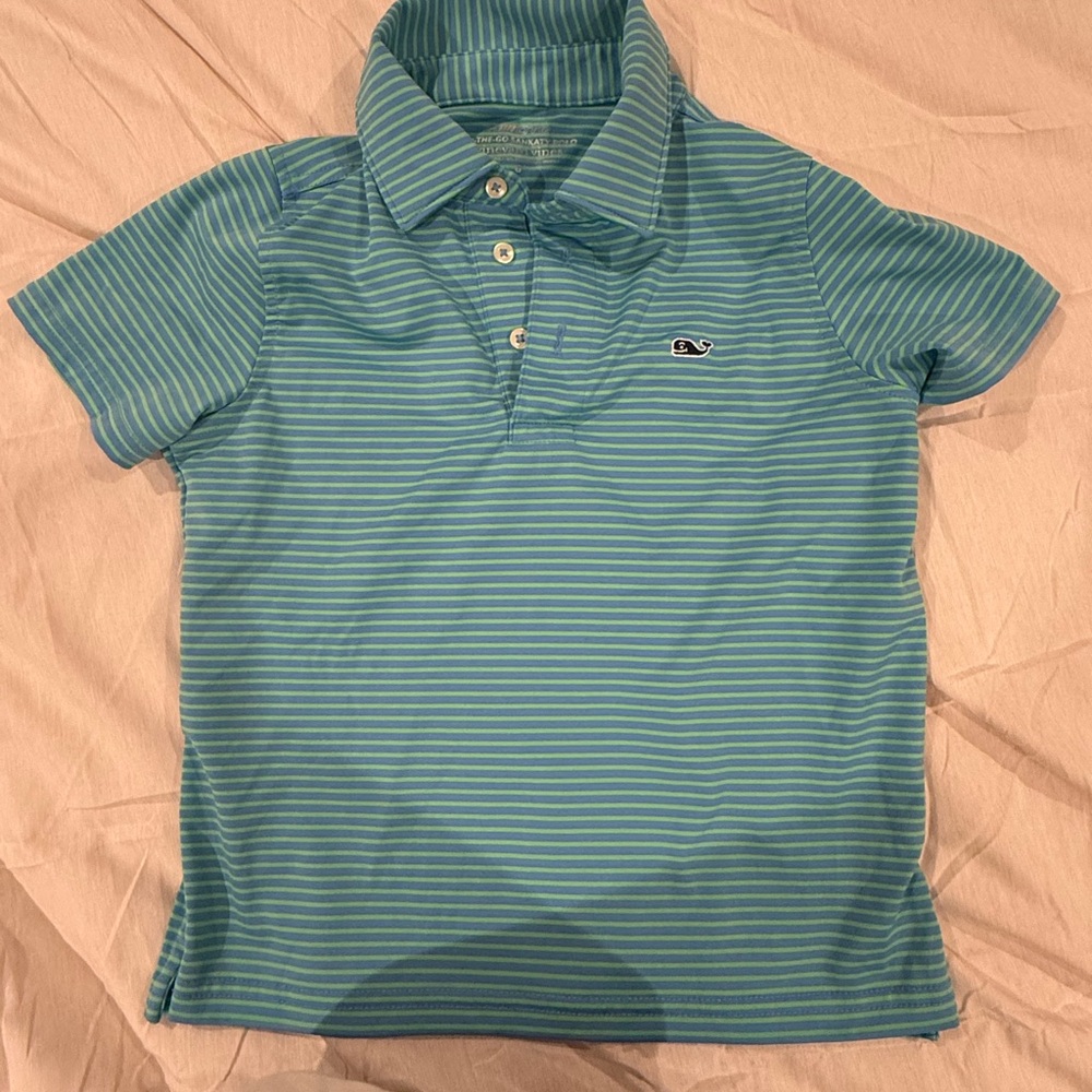 Vineyard Vines Aqua Striped Kids Polo